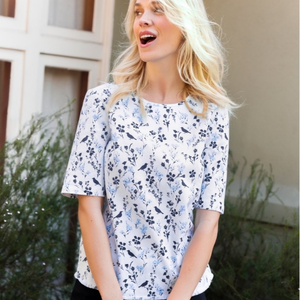 Draper James Denim Print Top